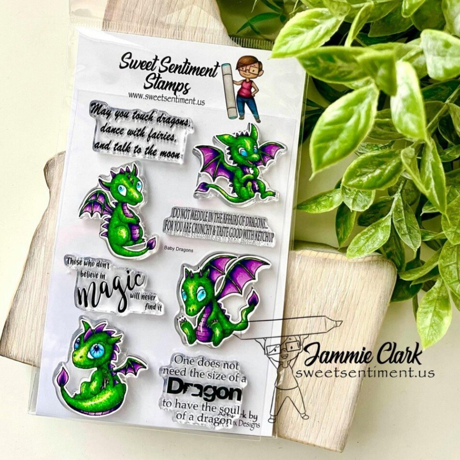 Sweet Sentiment March Release Stamps Baby Dragons