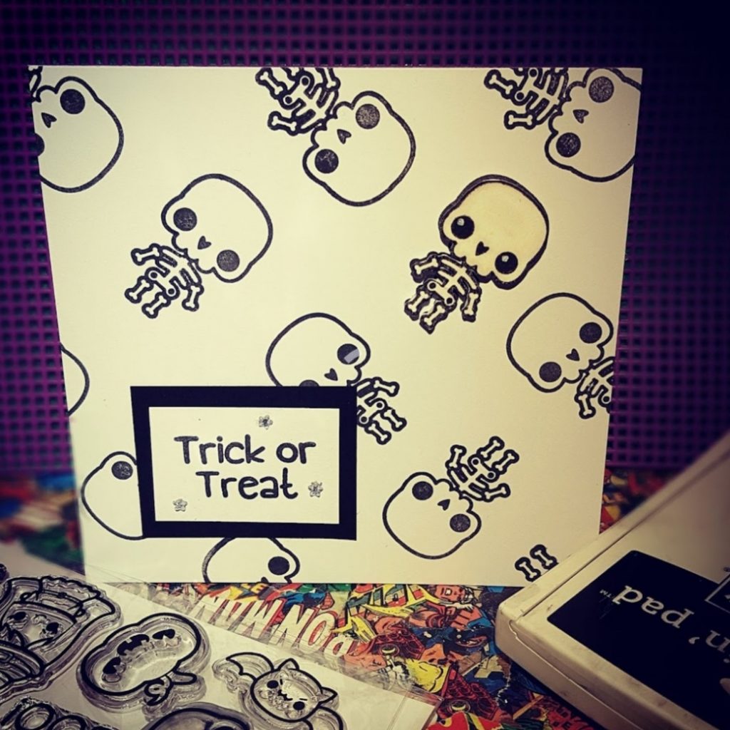 Skeleton trick or treat card