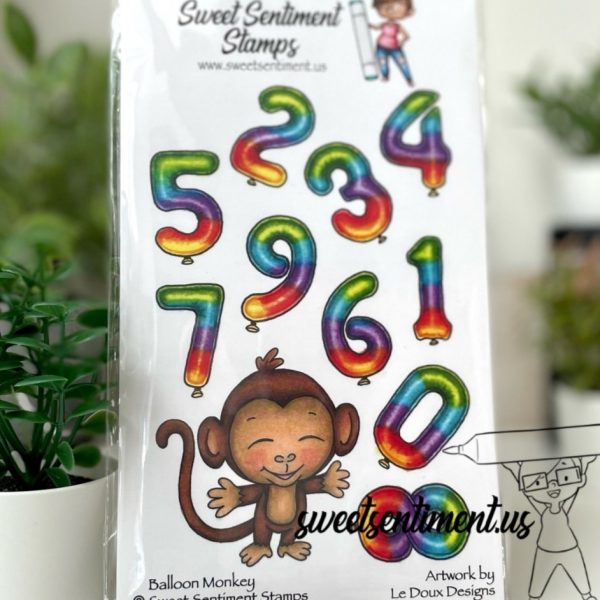 Sweet Sentiment Balloon Monkey Stamp Set